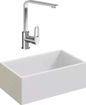 Комплект Мойка кухонная Domaci Сиена 50276-101 белый глянец + Смеситель STWORKI