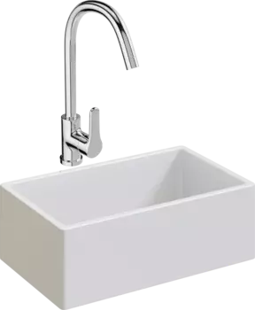 Комплект Мойка кухонная Domaci Сиена 50276-101 белый глянец + Смеситель Ливорно