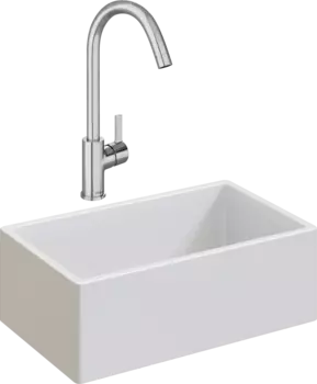 Комплект Мойка кухонная Domaci Сиена 50276-101 белый глянец + Смеситель Ливорно