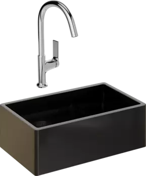 Комплект Мойка кухонная Domaci Сиена 50276-110 черная матовая + Смеситель STWORKI