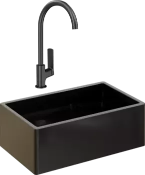 Комплект Мойка кухонная Domaci Сиена 50276-110 черная матовая + Смеситель STWORKI HWX5015-P01BK