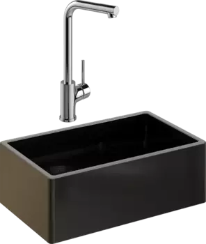 Комплект Мойка кухонная Domaci Сиена 50276-110 черная матовая + Смеситель Ливорно