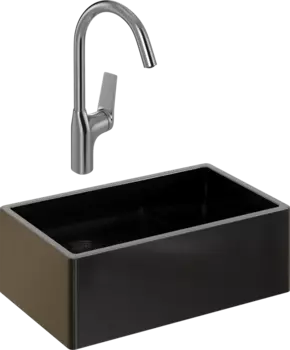 Комплект Мойка кухонная Domaci Сиена 50276-110 черная матовая + Смеситель STWORKI