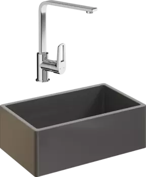 Комплект Мойка кухонная Domaci Сиена 50276-112 антрацит + Смеситель STWORKI