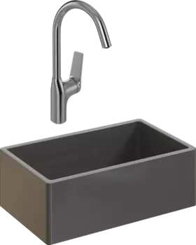 Комплект Мойка кухонная Domaci Сиена 50276-112 антрацит + Смеситель STWORKI