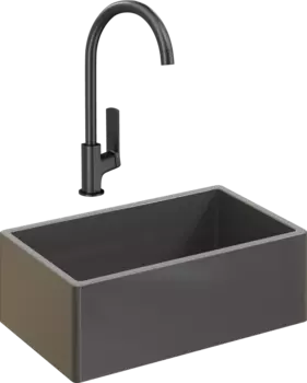 Комплект Мойка кухонная Domaci Сиена 50276-112 антрацит + Смеситель STWORKI HWX5015-P01BK
