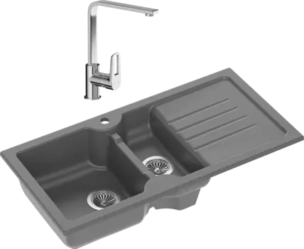 Комплект Мойка кухонная Domaci Сиена 54100-112 антрацит + Смеситель STWORKI