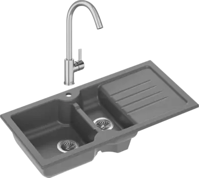 Комплект Мойка кухонная Domaci Сиена 54100-112 антрацит + Смеситель Ливорно