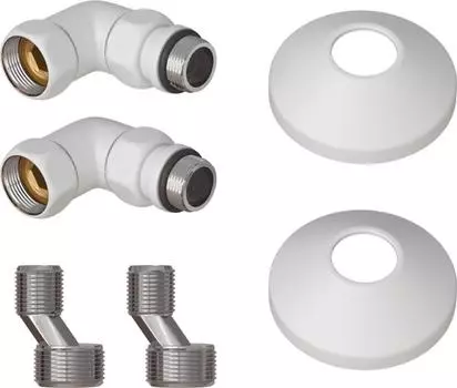 Комплект подключения для полотенцесушителя Point PN93412W 3/4 х 1/2 ГШ со сгоном, белый