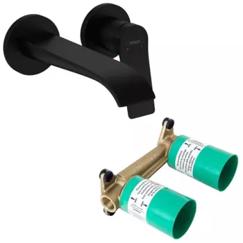 Комплект смеситель для раковины Hansgrohe Vivenis 75050670S, матовый чёрный, с внутренней частью