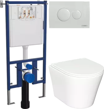 Комплект Унитаз подвесной Ceramicanova Forma CN3011 с микролифтом + Инсталляция DIWO + Кнопка 7310 белая