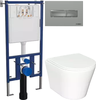 Комплект Унитаз подвесной Ceramicanova Forma CN3011 с микролифтом + Инсталляция DIWO + Кнопка 7321 хром матовый