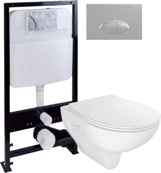 Комплект Унитаз подвесной STWORKI Хедмарк 3510 безободковый + Крышка Smart 0302 с микролифтом + Инсталляция Ewrika ProLT 0026-2020 + Кнопка 0050 хром матовый