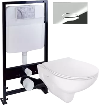 Комплект Унитаз подвесной STWORKI Хедмарк 3510 безободковый + Крышка Smart 0302 с микролифтом + Инсталляция Ewrika ProLT 0026-2020 + Кнопка 0051 хром