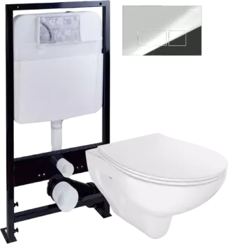 Комплект Унитаз подвесной STWORKI Хедмарк 3510 безободковый + Крышка Smart 0302 с микролифтом + Инсталляция Ewrika ProLT 0026-2020 + Кнопка 0041 хром