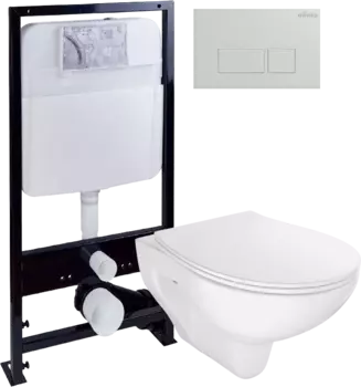 Комплект Унитаз подвесной STWORKI Хедмарк 3510 безободковый + Крышка Smart 0302 с микролифтом + Инсталляция Ewrika ProLT 0026-2020 + Кнопка 0042 белая