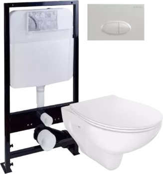 Комплект Унитаз подвесной STWORKI Хедмарк 3510 безободковый + Крышка Smart 0302 с микролифтом + Инсталляция Ewrika ProLT 0026-2020 + Кнопка 0052 белая