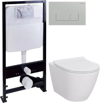 Комплект Унитаз подвесной STWORKI Молде 7551N003-7700 безободковый + Крышка 801-003-019 с микролифтом + Инсталляция Ewrika ProLT 0026-2020 + Кнопка 0040 хром матовый