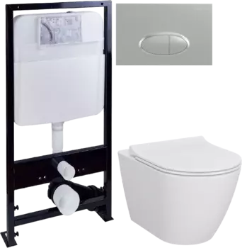 Комплект Унитаз подвесной STWORKI Молде 7551N003-7700 безободковый + Крышка 801-003-019 с микролифтом + Инсталляция Ewrika ProLT 0026-2020 + Кнопка 0050 хром матовый