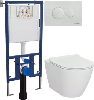 Комплект Унитаз подвесной STWORKI Молде 7551N003-7700 безободковый + Крышка 801-003-019 с микролифтом + Инсталляция DIWO + Кнопка 7310 белая