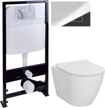 Комплект Унитаз подвесной STWORKI Молде 7551N003-7700 безободковый + Крышка 801-003-019 с микролифтом + Инсталляция Ewrika ProLT 0026-2020 + Кнопка 0041 хром