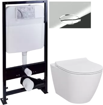 Комплект Унитаз подвесной STWORKI Молде 7551N003-7700 безободковый + Крышка 801-003-019 с микролифтом + Инсталляция Ewrika ProLT 0026-2020 + Кнопка 0051 хром