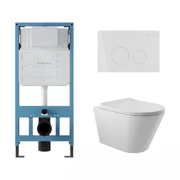 Комплект унитаз с инсталляцией Aqueduto AQDS002, кнопка смыва, сиденье микролифт