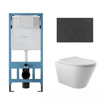 Комплект унитаз с инсталляцией Aqueduto AQDS005, кнопка смыва, сиденье микролифт
