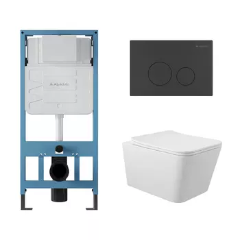 Комплект унитаз с инсталляцией Aqueduto AQDS006, кнопка смыва, сиденье микролифт