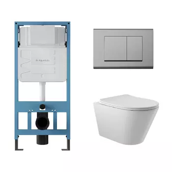 Комплект унитаз с инсталляцией Aqueduto AQDS017, кнопка смыва, сиденье микролифт