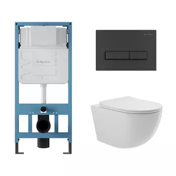 Комплект унитаз с инсталляцией Aqueduto AQDS026, кнопка смыва, сиденье микролифт