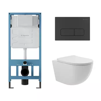 Комплект унитаз с инсталляцией Aqueduto AQDS029, кнопка смыва, сиденье микролифт