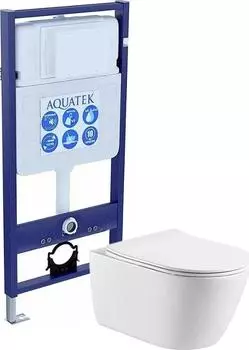 Комплект унитаз с инсталляцией Set AQUATEK ОБЕРОН с сиденьем микролифт