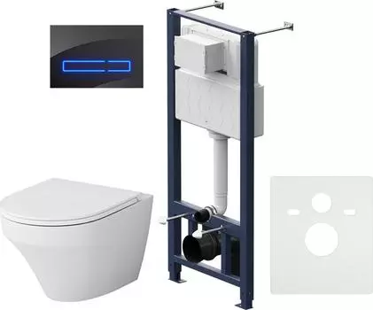 Комплект унитаза с инсталляцией AM.PM Inspire FlashClean IS450A38.501700 с сиденьем микролифт и черной клавишей смыва