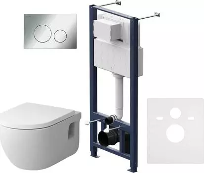 Комплект унитаза с инсталляцией AM.PM Like IS49051.801701 с сиденьем микролифт и клавишей смыва хром