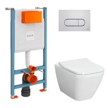 Комплект унитаза с инсталляцией VitrA Integra Square 9856B003-7207, хром