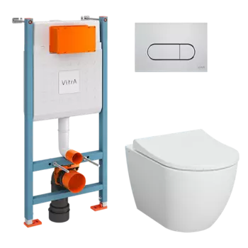 Комплект унитаза с инсталляцией Vitra Mia Round 9873B003-7201, хром