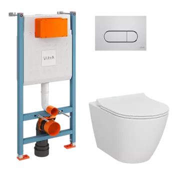 Комплект унитаза с инсталляцией Vitra Sanibelle 9878B003-7200 (цвет клавиши хром)