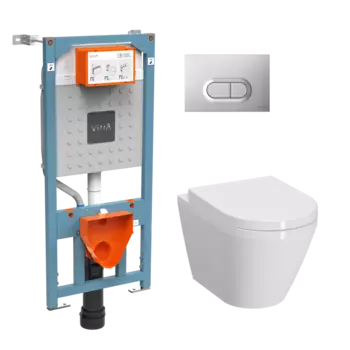 Комплект VitrA Integra Round L-box 9004B003-7202 подвесной безободковый унитаз + инсталляция + кнопка