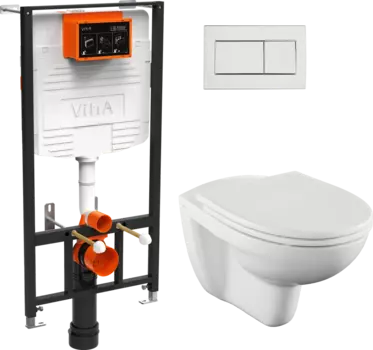 Комплект VitrA Normus 9773B003-7206 подвесной унитаз с инсталляцией и кнопкой смыва хром глянец