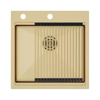 Кухонная мойка Paulmark Kroner PM705151-BG+R405-BG золото