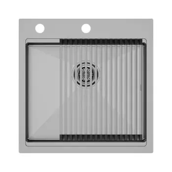 Кухонная мойка Paulmark Kroner PM705151-BS+R405-BS серый