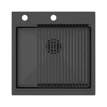 Кухонная мойка Paulmark Kroner PM705151-GM+R405-GM серый