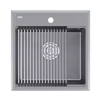 Кухонная мойка Paulmark Stepia PM115051-GRM+R375-BS серый