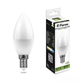 Лампа светодиодная Feron E14 9W 4000K Свеча Матовая LB-570 25799