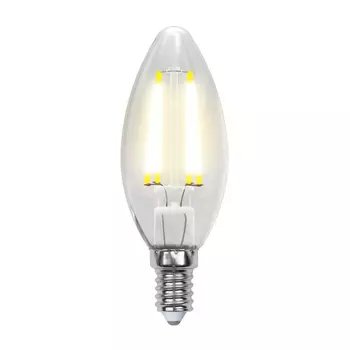 Лампа светодиодная филаментная Uniel E14 5W 3000K прозрачная LED-C35-5W/WW/E14/CL/MB GLM10TR UL-00002367