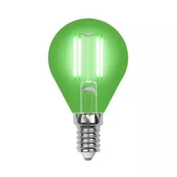 Лампа светодиодная филаментная Uniel E14 5W зеленая LED-G45-5W/GREEN/E14 GLA02GR UL-00002987