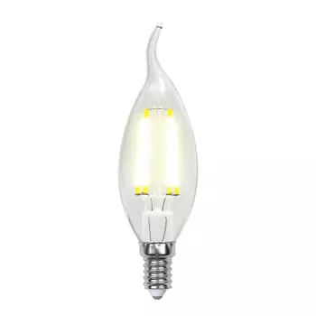 Лампа светодиодная филаментная Uniel E14 6W 3000K прозрачная LED-CW35-6W/WW/E14/CL GLA01TR UL-00002199
