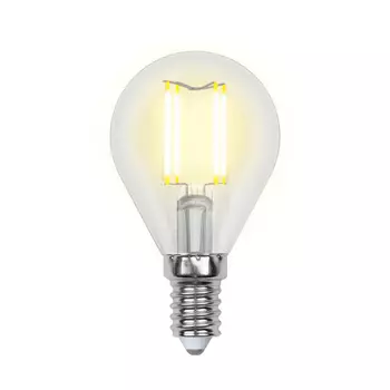 Лампа светодиодная филаментная Uniel E14 6W 4000K прозрачная LED-G45-6W/NW/E14/CL PLS02WH UL-00001371