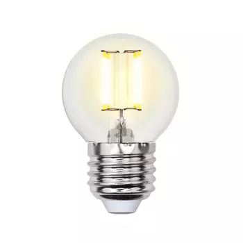 Лампа светодиодная филаментная Uniel E27 5W 3000K прозрачная LED-G45-5W/WW/E27/CL/MB GLM10TR UL-00002370